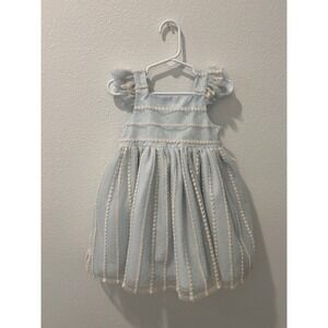 Pastourelle by Pippa & Julie Girls Light Blue Swiss Dot Tulle Lace Dress 2T